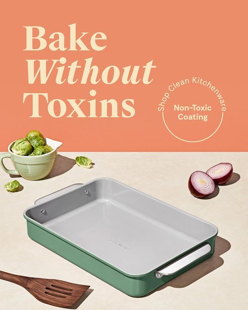 Caraway Non-Stick Ceramic Rectangle Pan Duo - 9”x13” - Naturally Slick & Non-Toxic - Ideal for Brownies & Lasagnas - Gray
