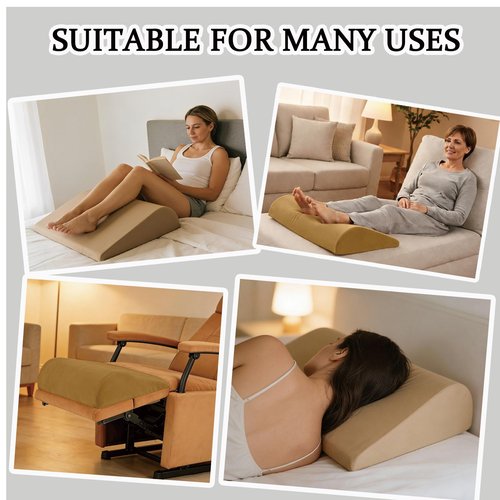 Foreard Recliner Foot Rest Cushion, Extra Large Recliner Leg Pillow with 2 Adjustable Straps, for Bed, Chair Sofa Lumbar Support Foam Wedge Pillow (Brown)