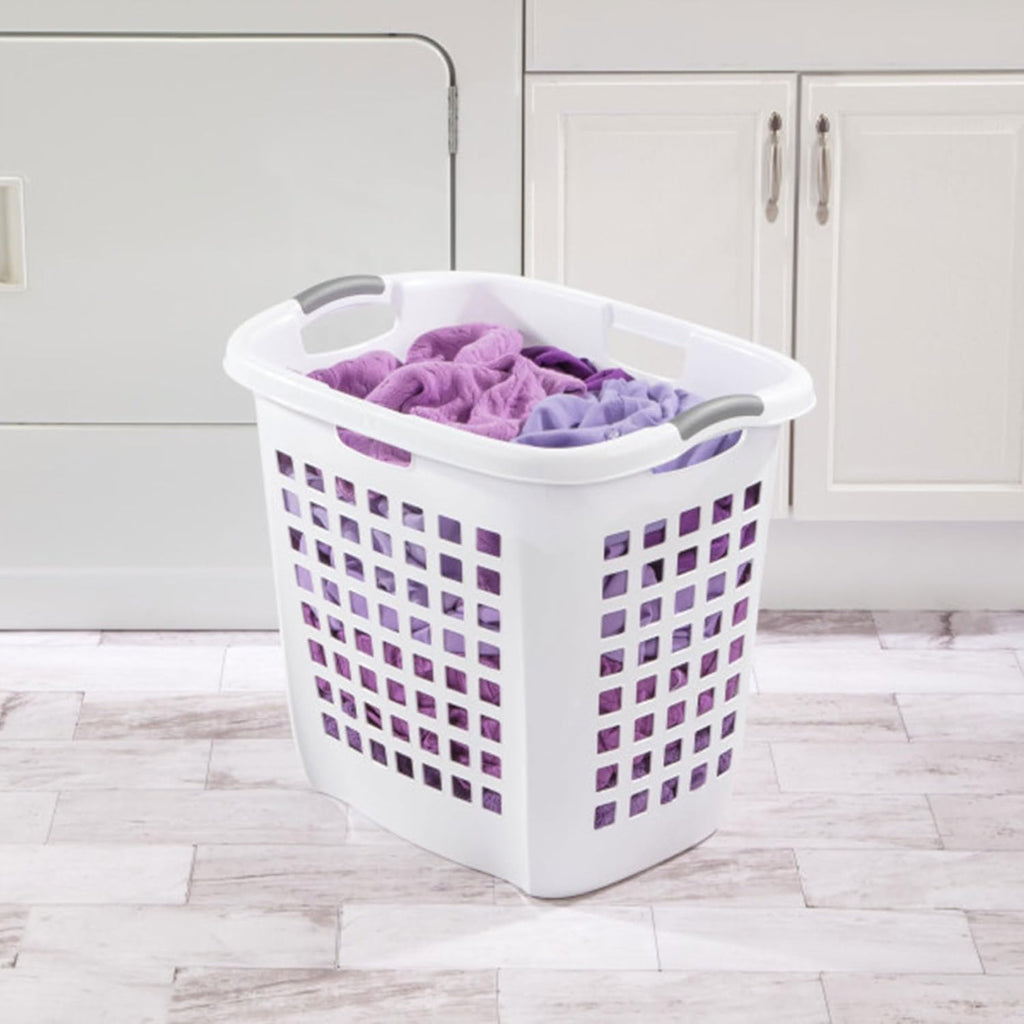 Sterilite Ultra Easy Carry Hamper - White with Titanium Inserts | 4-Pack for Convenient Laundry Storage