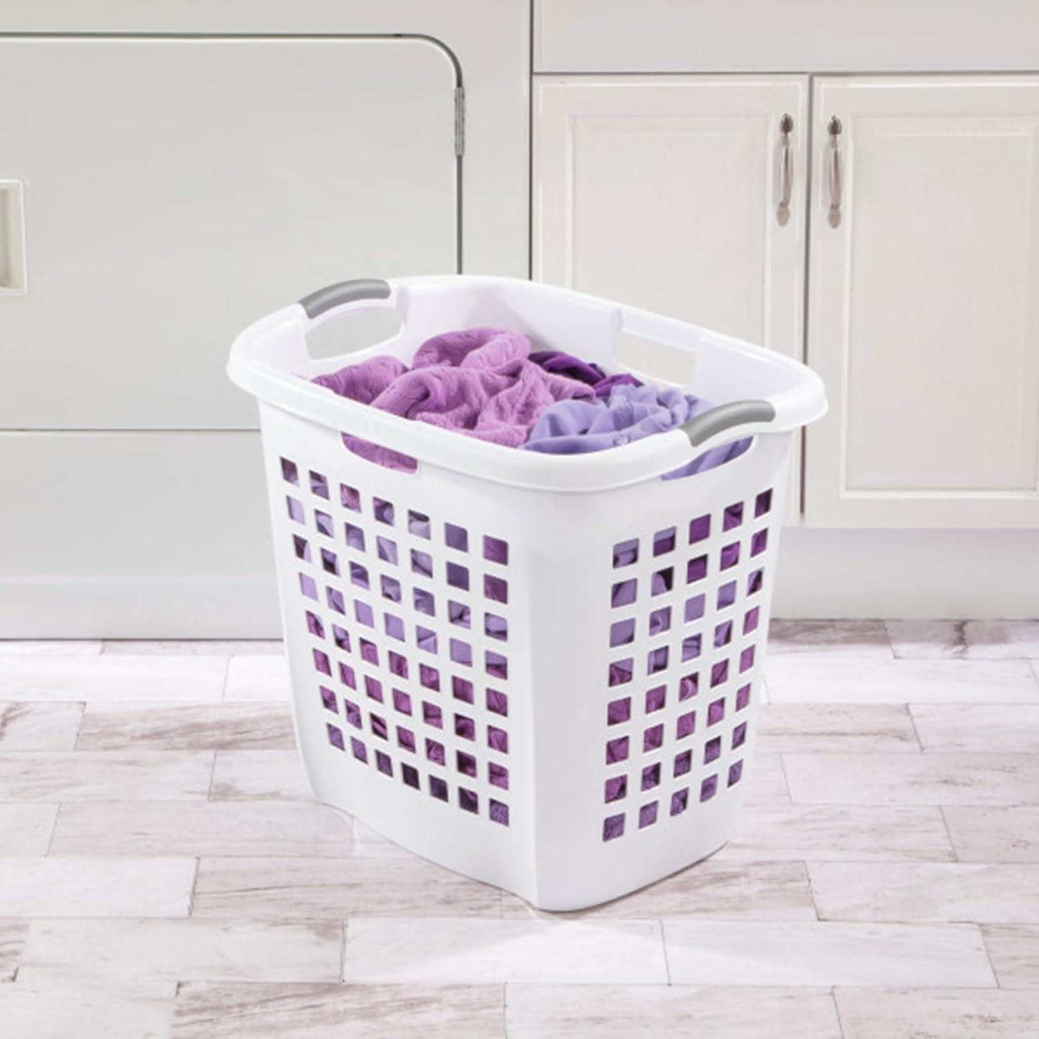 Sterilite Ultra Easy Carry Hamper - White with Titanium Inserts | 4-Pack for Convenient Laundry Storage