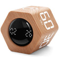 Exlliy Productivity Timer 1, 5, 10, 30, 60 Minutes Preset, Desk Cube Timer with Gravity Sensor/Mute/Vibration for ADHD, Work, Study, Kitchen, Back to School (1, Wood Grain)