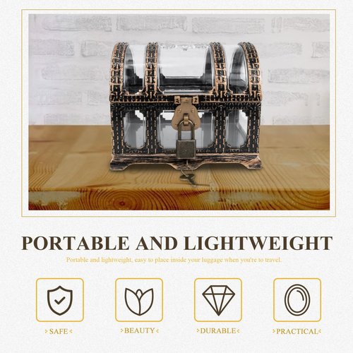BESPORTBLE Pirate Treasure Chest for Kids - Plastic Treasure Box with Lock and Key, for Christmas Stuffers, Halloween Treat Bags, Birthday Goodie Bags & Classroom Reward, for Kids 3-12