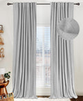 Skiennix 100% Blackout Linen Curtains - Thermal Insulated Drapes for Bedroom | 50" W x 120" L, Grey