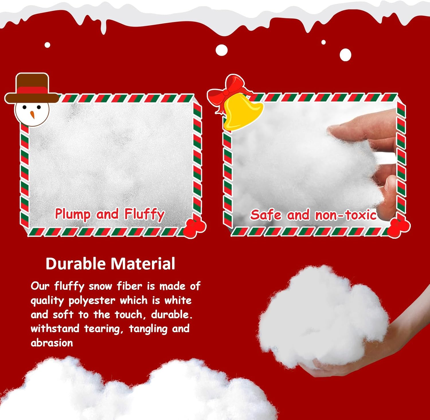 Skiennix Christmas Fake Snow Decoration - 7 Oz Fluffy White Artificial Snow for Holiday Decor | Indoor Winter Home Accent