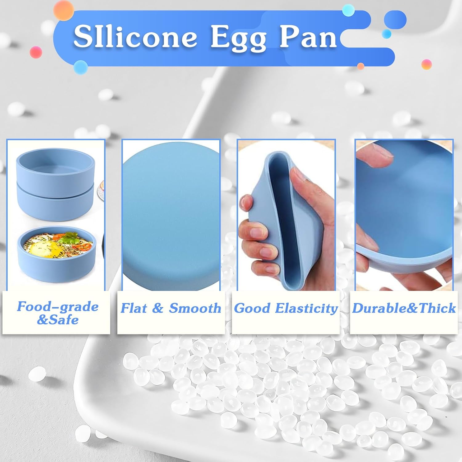 ZHYEEDAA Air Fryer Egg Mold - Reusable Silicone Individual Egg Bite Maker | BPA Free, Dishwasher Safe, Round Blue (3 Pcs)