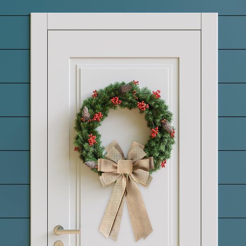 Burlap Wreath Bow - 2PCS Large Rustic Farmhouse Bows for Wreaths & Holiday Decor