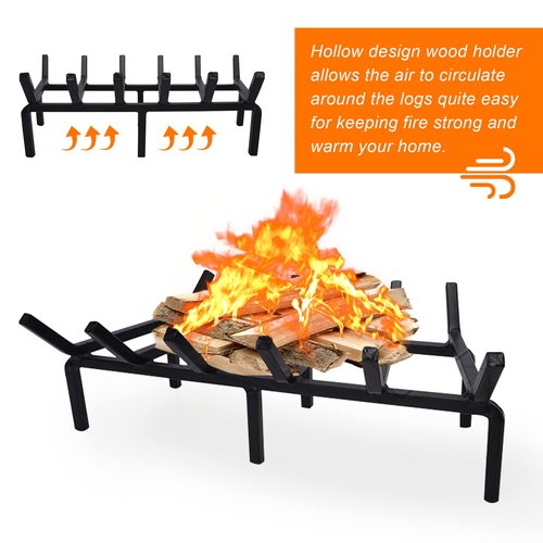 TwentyNext Heavy Duty Solid Steel Fire Grate - 20 Inch Wood Log Rack for Indoor Hearth, Outdoor Fire Pit & Chimney