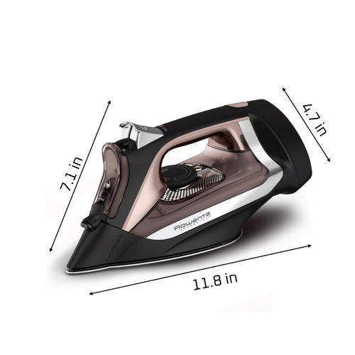 Rowenta Access Stainless Steel Soleplate Steam Iron with Retractable Cord, Powerful Steam Diffusion, Auto-Off and Anti-Drip, 1725 Watts, Black Clothes Iron, DW2459