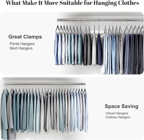 HOUSE DAY Velvet Skirt Hangers - 24 Pack Gray Non-Slip Adjustable Clip Hangers for Pants & Skirts