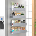HuggieGems Magnetic Spice Rack Organizer - 4 Pack for Refrigerator & Oven | Gray Storage Solution