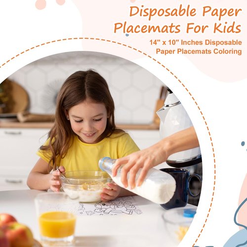 500 Pcs Disposable Paper Placemats Coloring Activity Sheets Paper 14"x10" Table Mats Disposable Dining Table Placemats Unicorn Coloring Placemat for Restaurant Thanksgiving Christmas Party DIY