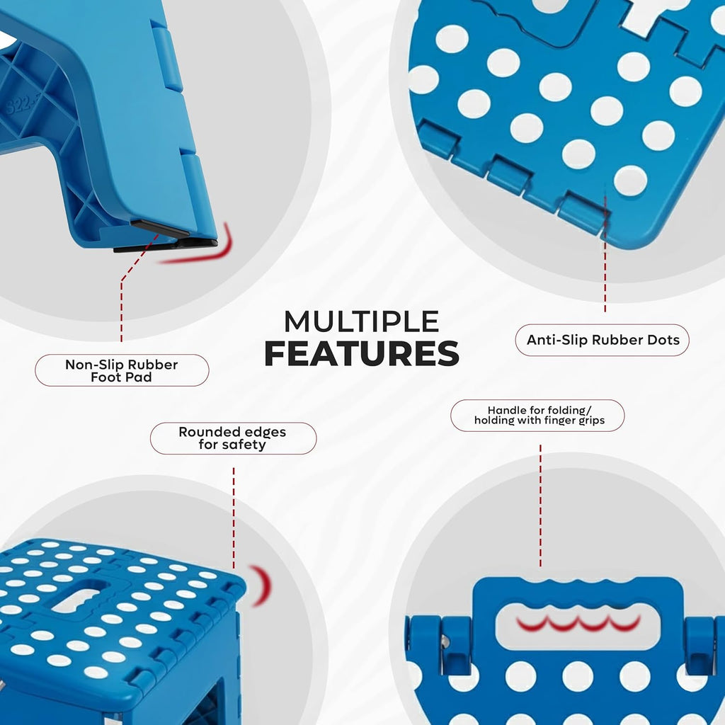 Utopia Home Folding Step Stool - 9-Inch Anti-Slip Collapsible Stool | Supports 300 lbs - Blue