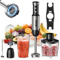 Immersion Blender Handheld Hand Blenders, 20 Speed & Turbo Mode Hand Held Blender, Heaviest Duty Copper Motor, Stainless Steel Blades, Milk Frother Wand, Whisk, 600ml Beaker, 500ml Chopper (Silver)