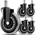 RidRed Office Chair Wheels - Heavy-Duty 3-Inch Rubber Casters | Universal Fit, Noise-Free, Perfect for All Floors (Set of 5)
