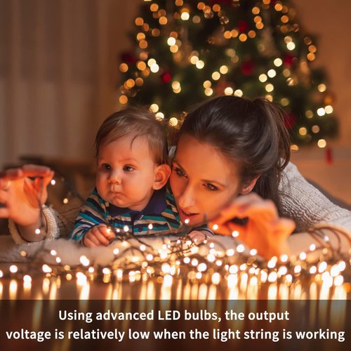 VIL Christmas Tree Lights with Ring,8.2Ft 16 Line 448 LED Green Wire Fairy Waterfall String Light Plug in,Dimmable Cascading Lights with 8 Lighting Modes for Indoor Outdoor Xmas Tree(Warm White)