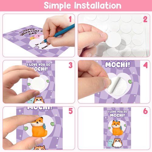 SURCVIO 28 Pack Valentines Day Gifts for Kids School, Animal Mochi Squishies with Greeting Cards, Classroom Exchange Party Favors, Stress Relief Fidget Toys, School Prize Supplies