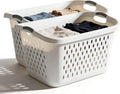Extra Large Plastic Laundry Basket by [Brand Name] - 2 Pack with Sturdy Carry Handles | Portable Hamper for Home Organization, White