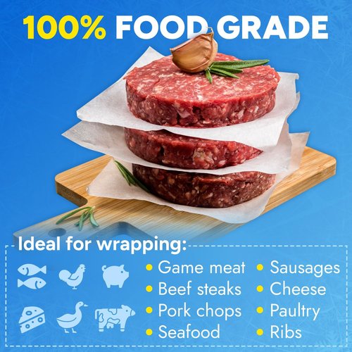 Paclord 18" x 13200" (1100') Made in USA White Freezer Paper Roll – Moisture-Resistant Wrap, Prevents Freezer Burn, Keeps Meat Fresh for up to 1 year – Plastic Coated Paper for Meat, Fish, and Poultry