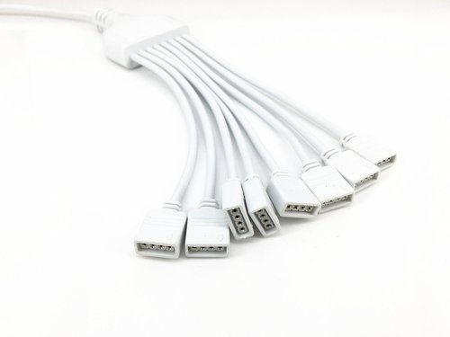 HUALAND RGB 4 Pins White RGB LED Splitter Cable LED Strip Connector 8 Way Splitter Y Splitter for One to Eight RGB 5050 3528 LED Light Strips with,RGB Extension Cable，1m RGB Wire