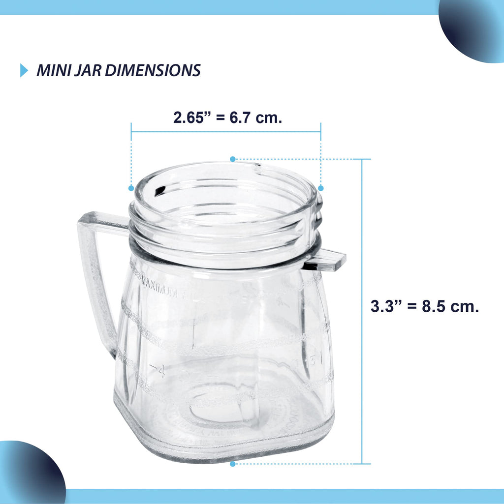 Replacement Mini 1-cup Clear Plastic Jar by CarterTM, fits most Oster Blenders (2 Pieces)