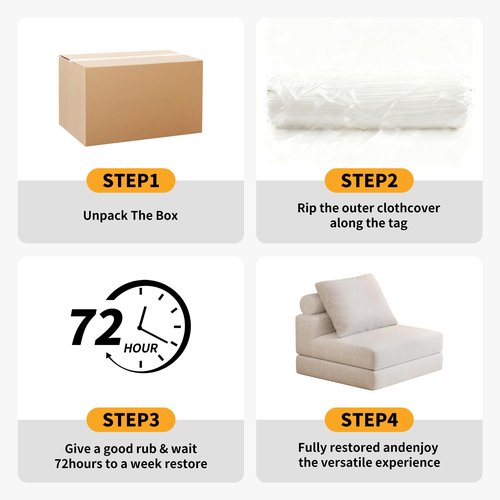 Lumbershed Folding Sofa Bed, 3-in-1 Convertible Sleeper Chair Bed with Pillows, Foldable Floor Couch with High-Density Foam, Futon Small Boneless Couch for Living Room Bedroom Lounge, Single, White