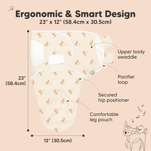 Lil Fawn 3-Pack Organic Baby Swaddle Sleep Sacks - Soft & Snug for Newborns 0-3 Months