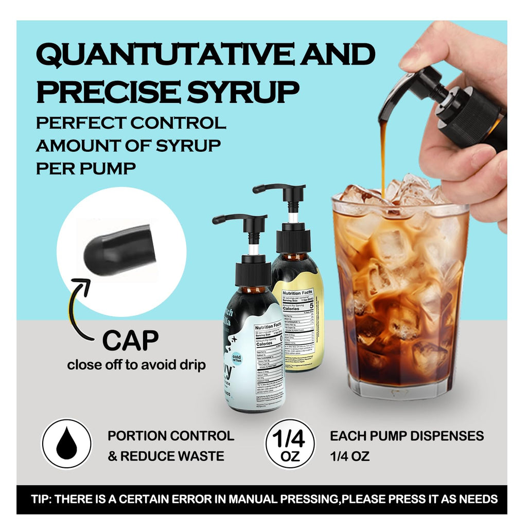 Oxyooh Syrup Pump for Javy Coffee Concentrate 6fl oz, 4 Pack Syrup Pump Dispenser Compatiable with Javy Protein Coffee Concentrate for 177ml Bottle, Replaces Measuring Spoon
