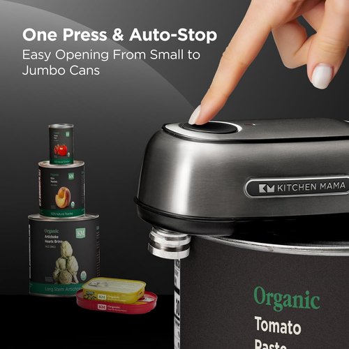 Kitchen Mama Orbit One Electric Can Opener - Hands-Free, USB-C Rechargeable, Smooth Edge for Large Cans