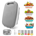 Gintan Camping Cutting Board, 9-in-1 Collapsible Chopping Board with Colander, Outdoor-Kitchen Vegetable Washing Basket for Campers, Camping Gifts Camping Accessories for RV Campers (Gray)