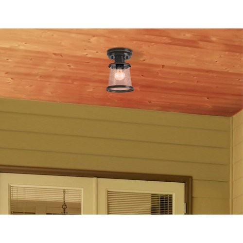 Westinghouse 6113000 Emma Jane 7 Inch Vintage-Style One-Light Outdoor Semi Flush Mount Ceiling Light, Amber Bronze Finish, Clear Seeded Glass
