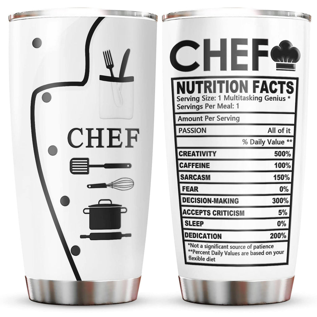 Jevuta Chef Gifts for Men, Ideal Gift for Chefs, Chef-Themed 20oz Tumbler with Lid, Cooking Lovers, Home Cooks, or Culinary Students -Stainless Steel, BPA-Free