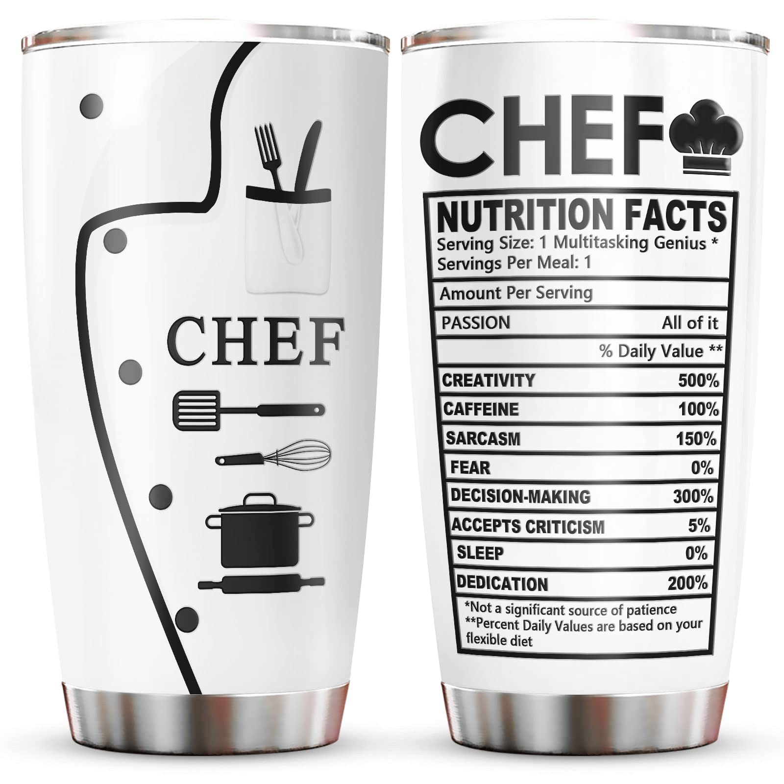Jevuta Chef Gifts for Men, Ideal Gift for Chefs, Chef-Themed 20oz Tumbler with Lid, Cooking Lovers, Home Cooks, or Culinary Students -Stainless Steel, BPA-Free