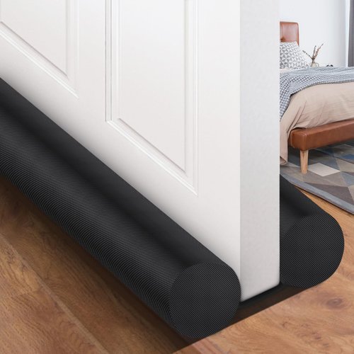 MAXTID Large Door Draft Stopper for Bottom of Door 30 Inch Under Door Draft Blocker Door Gap Filler Weather Stripping Adjustable Double Door Sweep Door Draft Guard Window Seal Black