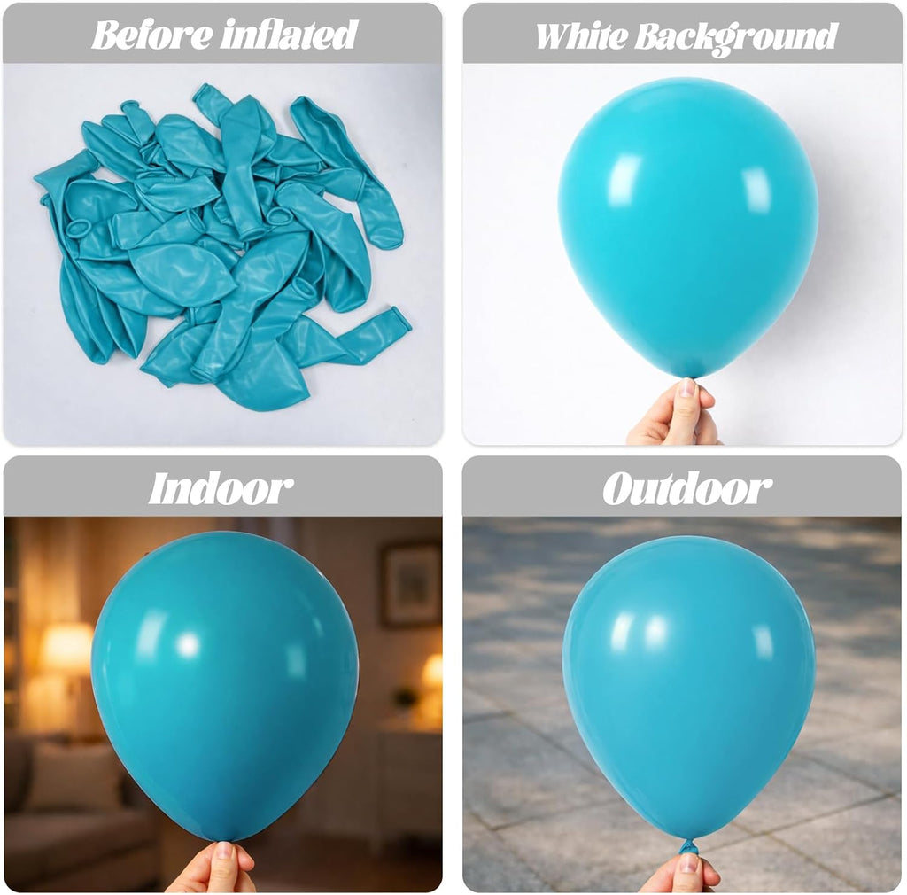 Voircoloria Peacock Blue Balloons - 66 Pack of 12-Inch Teal Blue Latex for Weddings & Celebrations