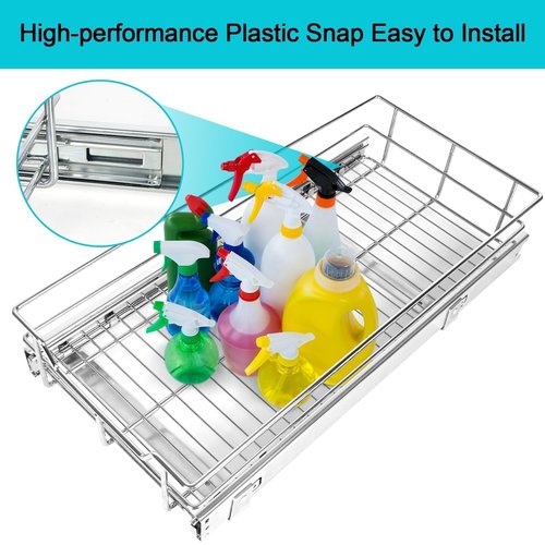 Pull Out Cabinet Organizer 20" W X 22" D, Slide Out Drawers For Kitchen Organizers and Storage, Pull Out Drawers For Cabinets Capacity Heavy Duty Caddy, Cabinet Shelves Chrome-Plated, Bathroom Pantry