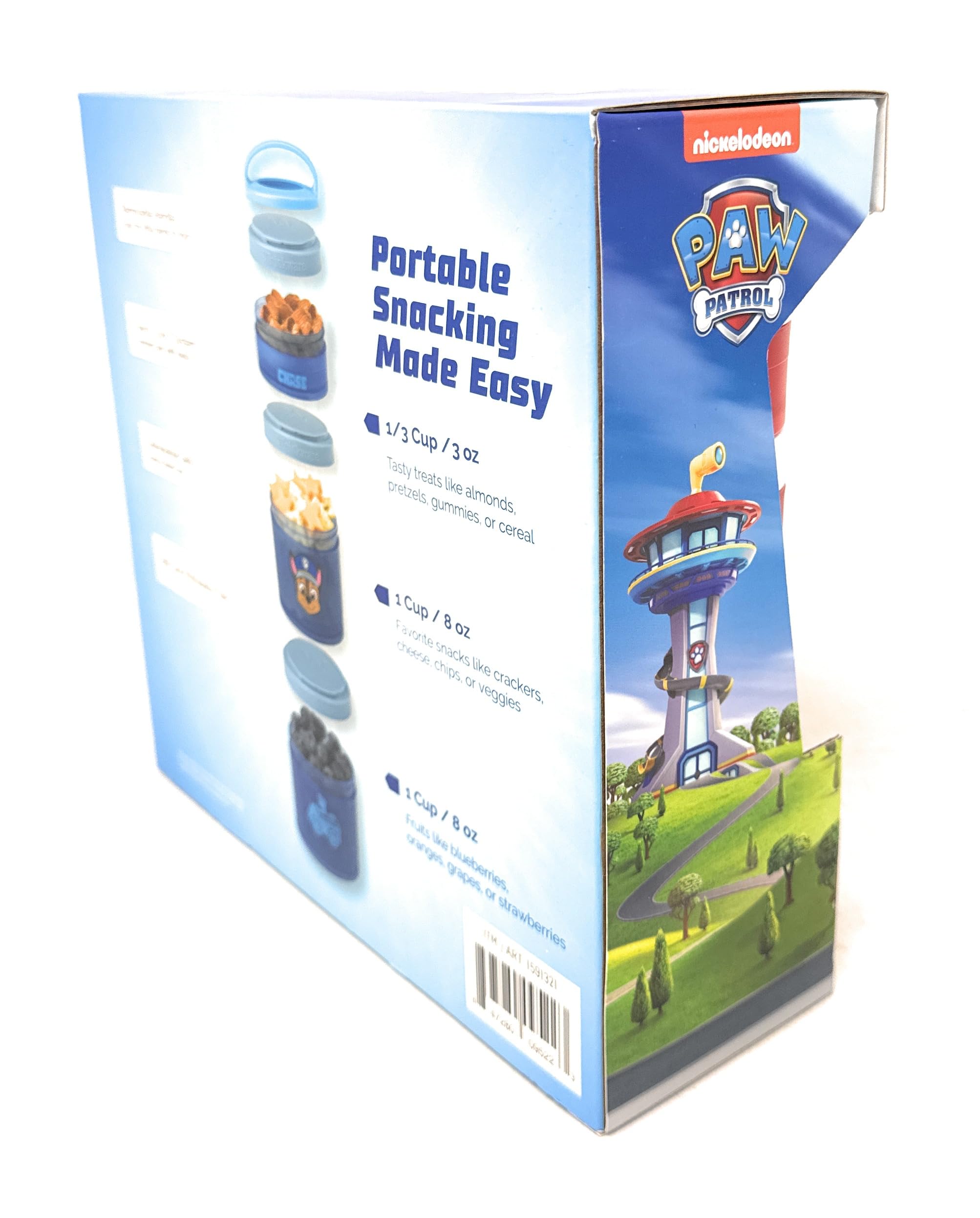 Whiskware Stackable Snack Containers for Kids and Toddlers, 3 partable snacking made easy for School and Travel, nickelodeon paw patrol