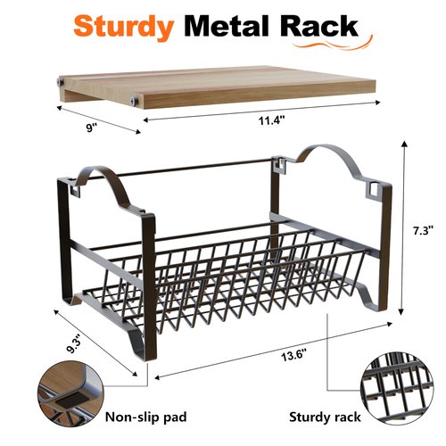 Obswell Kole 3 Tier Spice Rack Organizer with Bamboo Top Tablet Holder, 18 Spice Jars, 422 Spice Labels, and Funnel Set for Kitchen, Cabinet, Countertop, Pantry, Cupboard. Seasoning Organizer Black