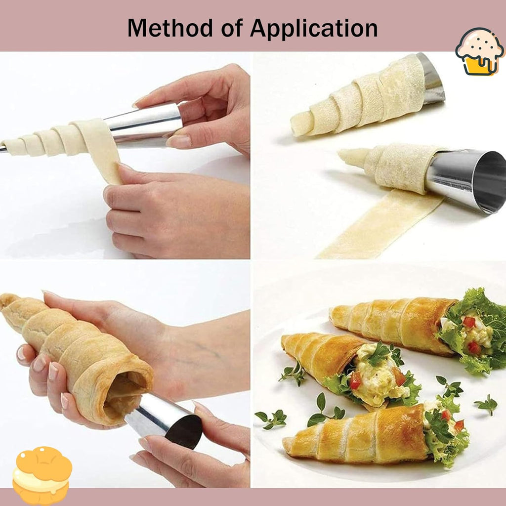 Skiennix 20-Piece Cream Horn Molds - Non-Stick Cannoli Tubes with Cleaning Brush | 4.7-Inch Baking Forms
