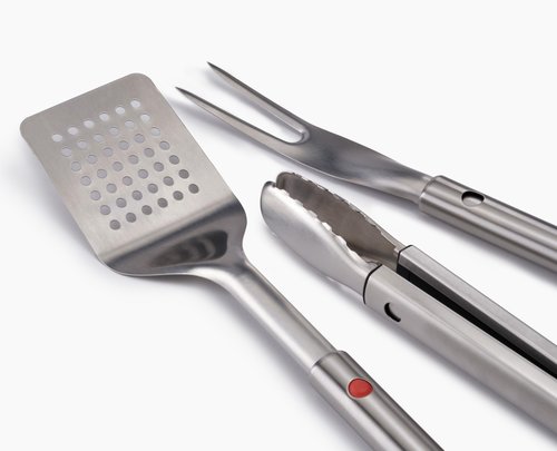 Joseph Joseph GrillOut 3-piece Stainless Steel BBQ Utensil Set, Turner, Tongs & Fork, Retractable for compact storage, Easy-clean