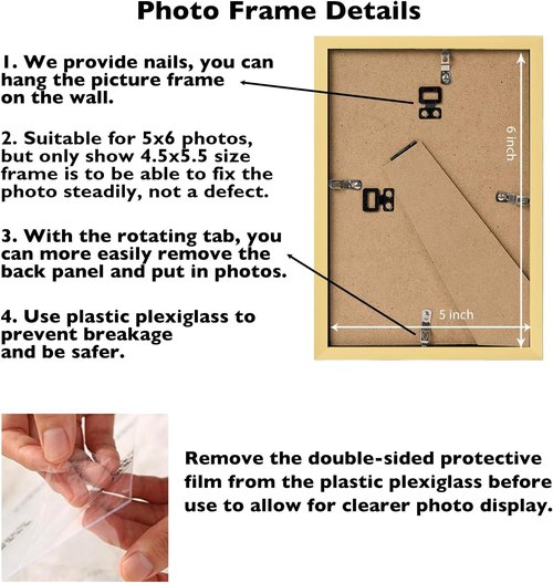 JCJMY 5x6 Gold Picture Frame - Versatile Wall or Tabletop Display with Shatter-Resistant Plexiglass