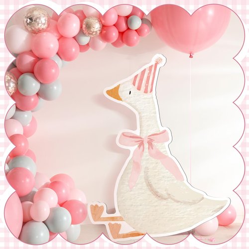 Croblissful One Silly Goose Party Decorations 1st Birthday Backdrop Duck Animal Background Prop for Birthday Baby Shower Party Supplies (Pink,Goose)