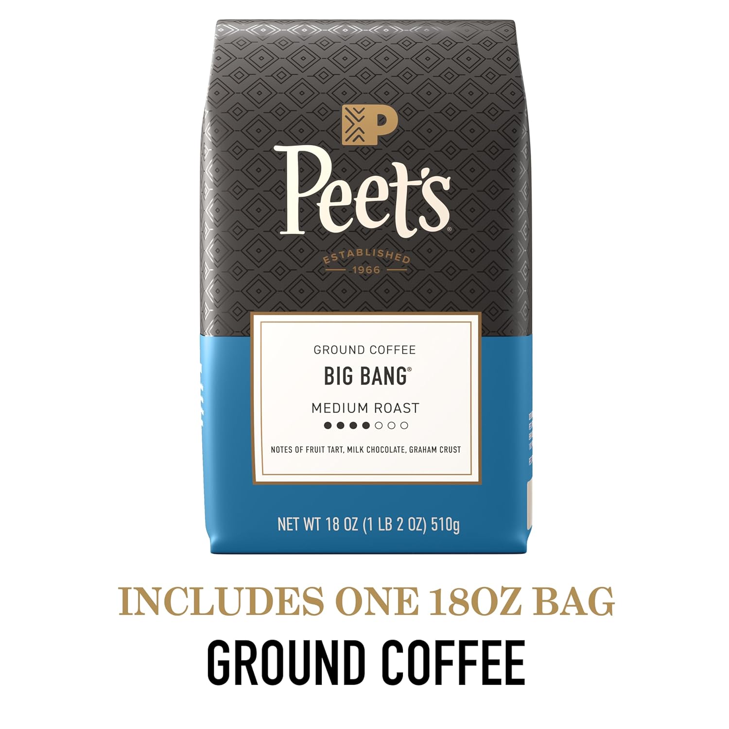 Peet's Coffee Medium Roast Ground Coffee - 100% Arabica Beans | Big Bang 18 Ounce Bag