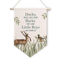 ChissNook Ducks Bucks Little Boys Canvas Banner, Boy Nursery Hanging Pennant Banner Flags Wall Display, Wild Mallard Duck Deer Wall Decor for Toddler Kids Boys Room Bedroom Nursery Playroom