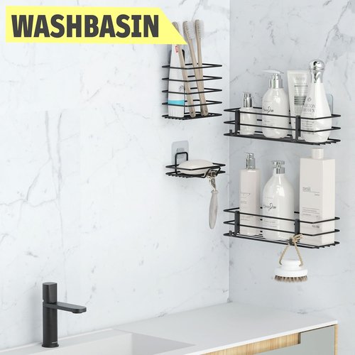 Dekula Shower Caddy Organizer - Rustproof Stainless Steel 4-Pack for Bathroom & Kitchen Storage