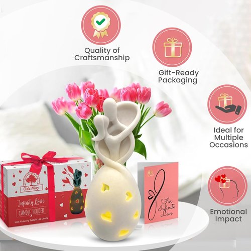 Infinity Love Candle Holder - Flickering LED Candle for Couples | Perfect Gift for Weddings & Engagements