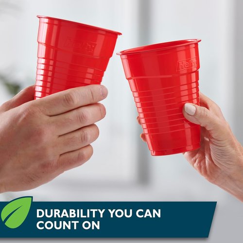 Hefty EcoSave Compostable Party Cups - Red 18 oz | 16 Count (Pack of 3) for Eco-Friendly Gatherings