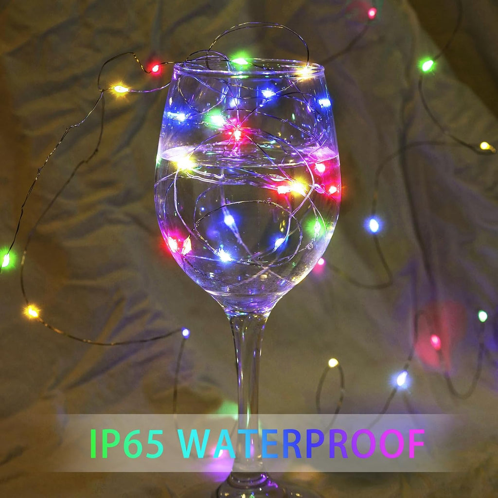 Skiennix 100-Pack Fairy Lights - 7Ft 20 LED Twinkle String Lights | Battery Operated & Waterproof for Parties, Weddings, Christmas & More - Multicolor
