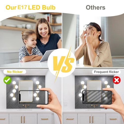 SORGTBL 120v E17 Base Microwave Led Light Bulb, 40W Equivalent Whrilpool Microwave Light Bulb,3w dimmable 400 Lumens, for Range Hood Refrigerator Stove, 2 Pack (6000K Daylight White)