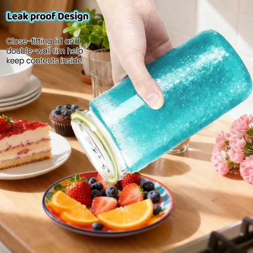 ZONEGRACE 12 Pack 16 oz Acrylic Snow Globe Tumbler Cups, Double Wall Plastic, Pre-Drilled Hole with Plug, DIY Snowglobe Tumbler Supplies Bulk, Clear Mason Jar Style with Lids & Straws