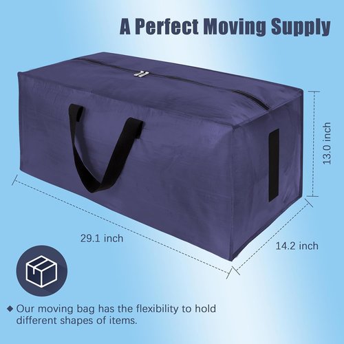 HOMESURE Large Water-Resistant Moving Bags - 12 Pack Heavy-Duty Storage Totes with Zippers & Handles | Space-Saving Solution (Blue)